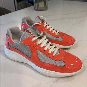 Prada Americas Cup in coral pink patent leather US13